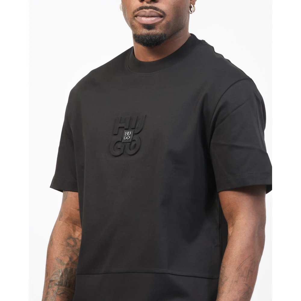 Hugo Boss Gelaagd Logo T-shirt Zwart Black Heren