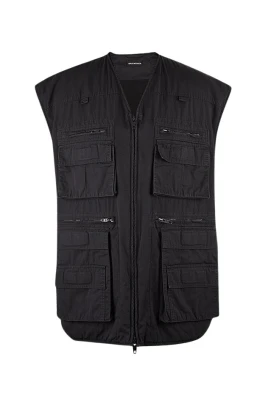 Marinblå Ärmlös Gilet med Cargo Fickor