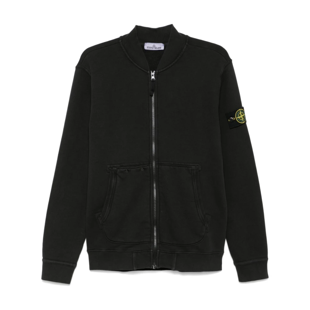 Stone Island Zwarte Sweater met Ritssluiting Black Heren