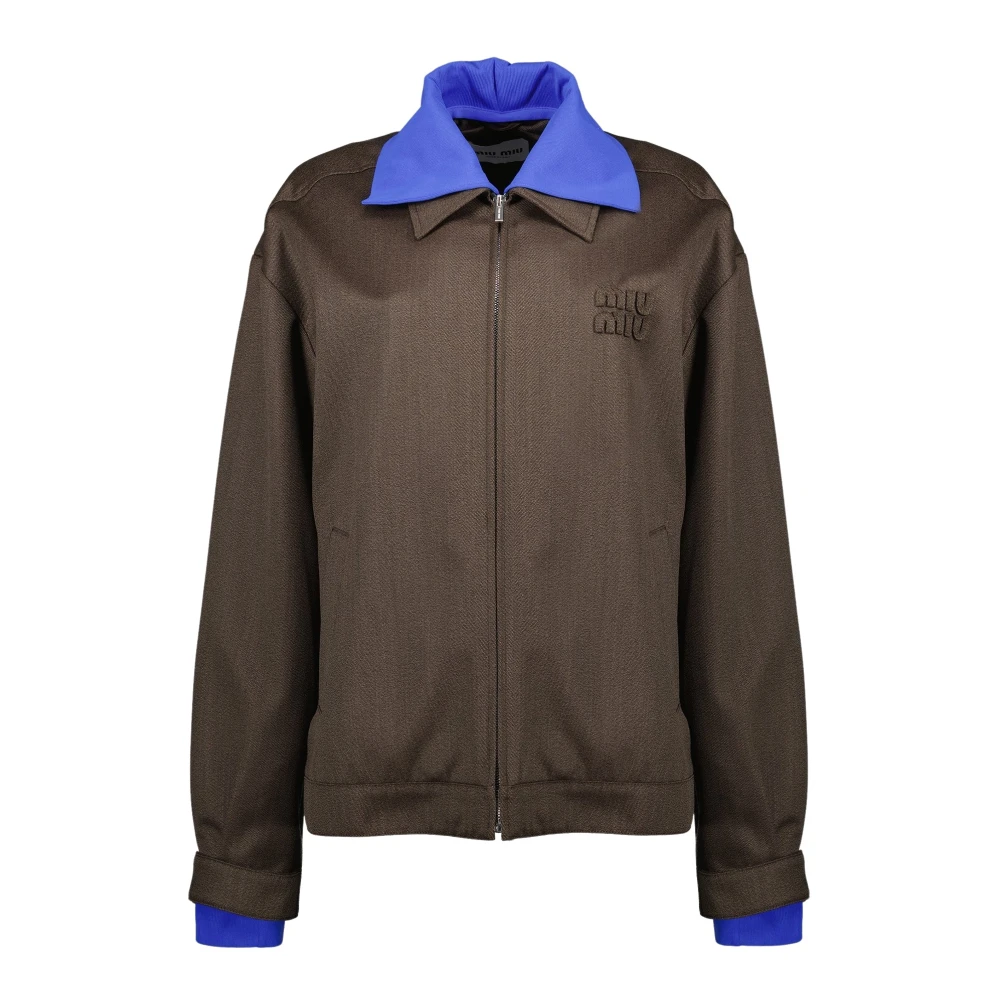 Miu Miu Women's Brown Cover Fabric Blouson - Bomber Jackets - Xs - Jackets