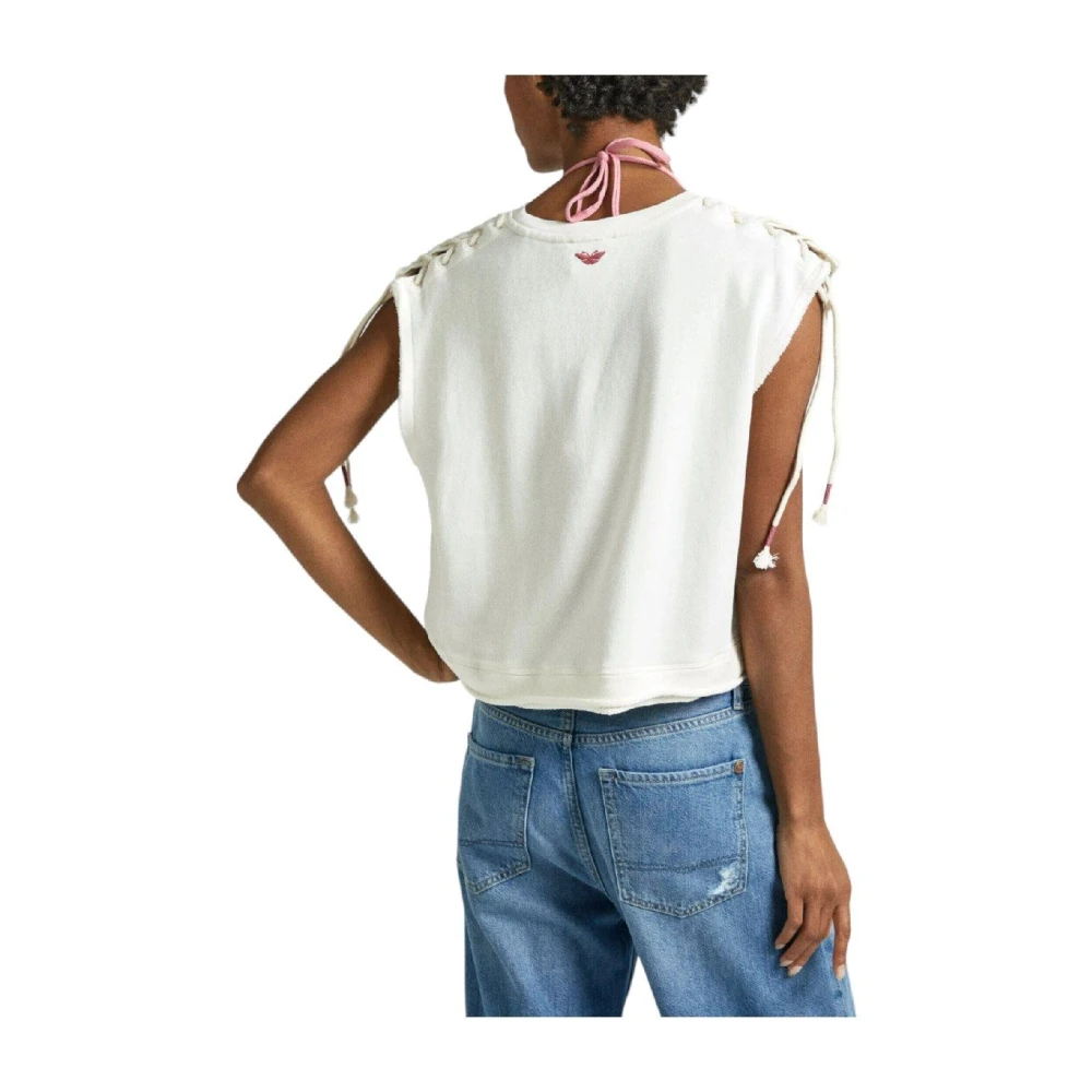 Pepe Jeans T-shirt met Grafische Print en Korte Mouwen White Dames