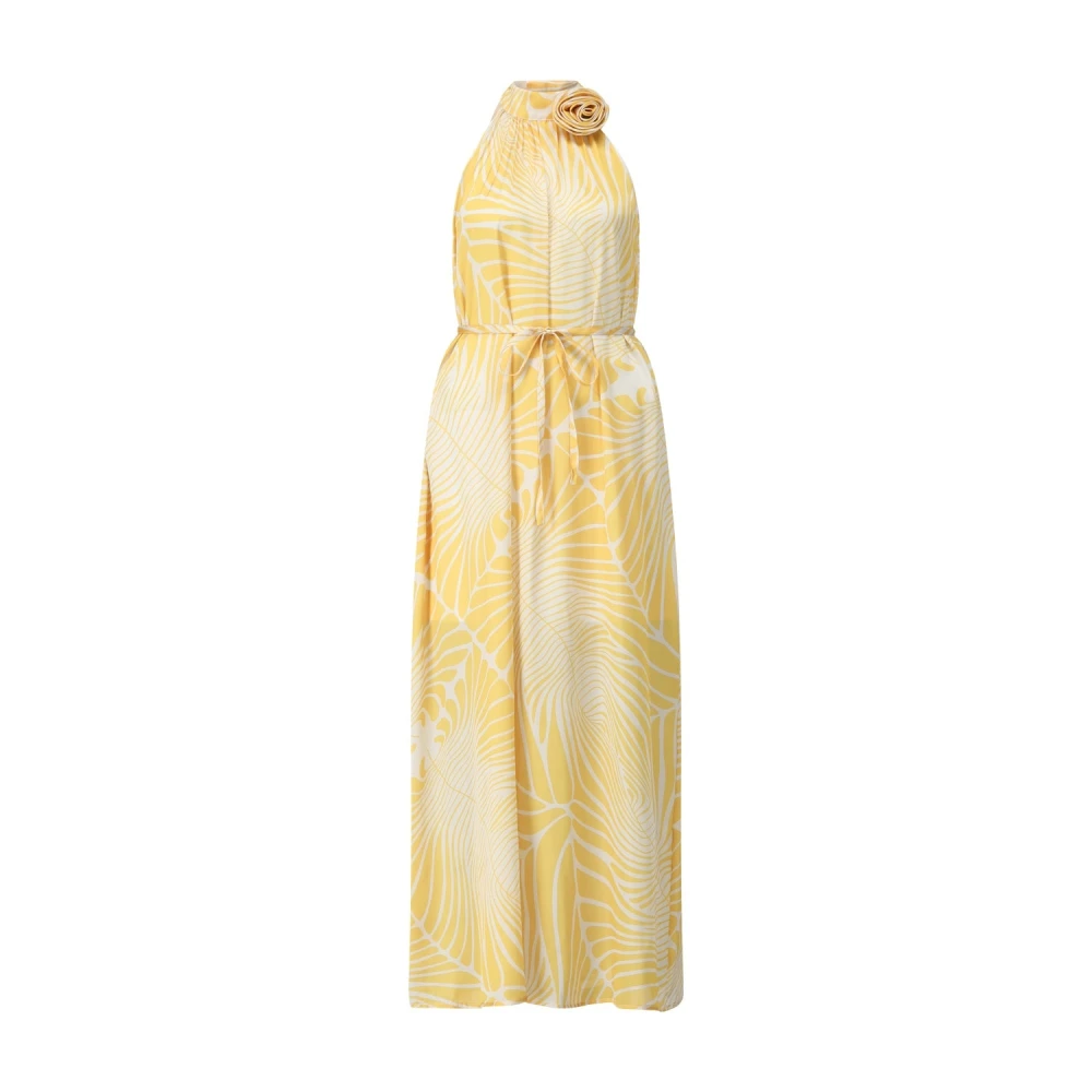 Ana Alcazar Abstracte Roos Neckholder Midi Jurk Yellow Dames