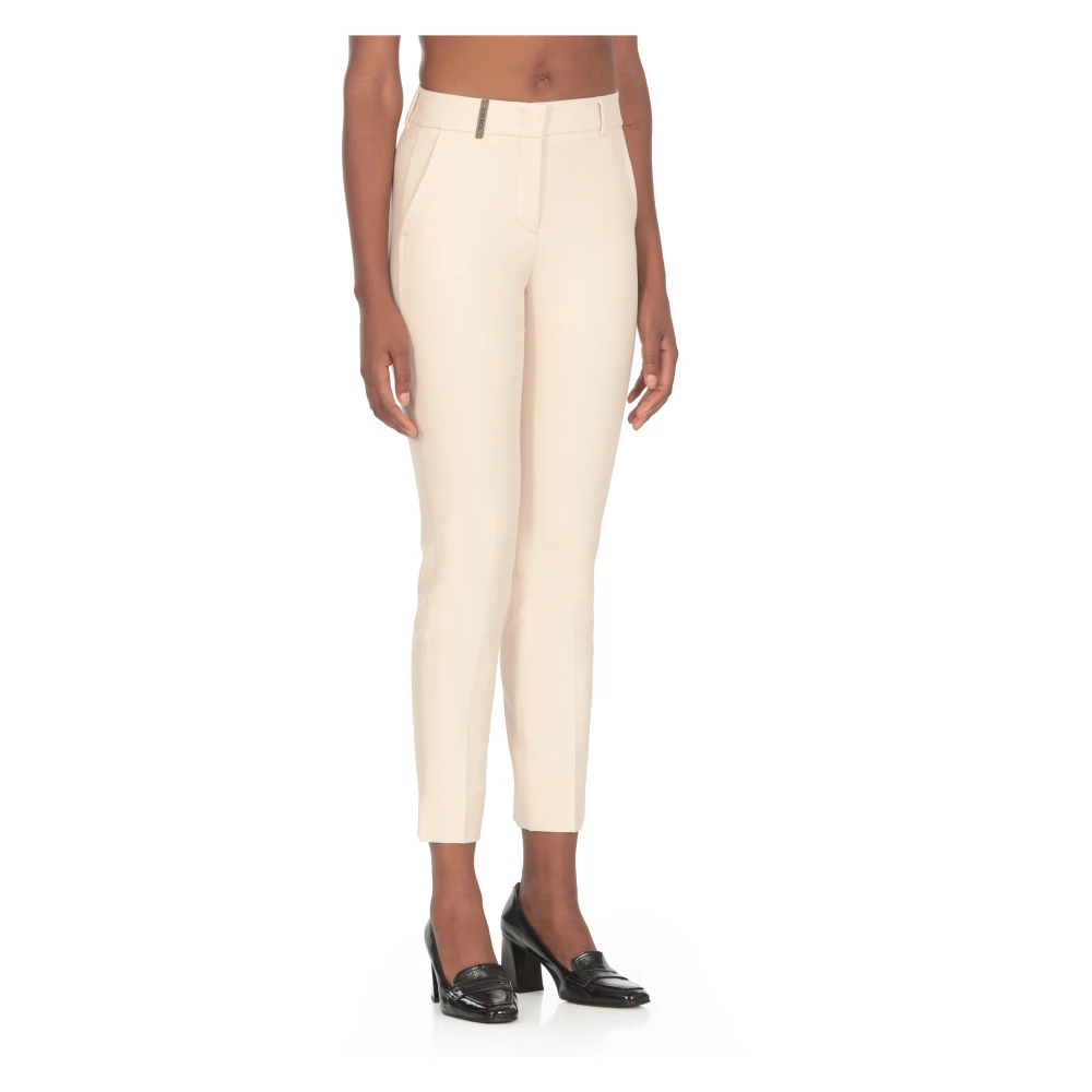 PESERICO Ivoor Broek met Riemlussen Beige Dames