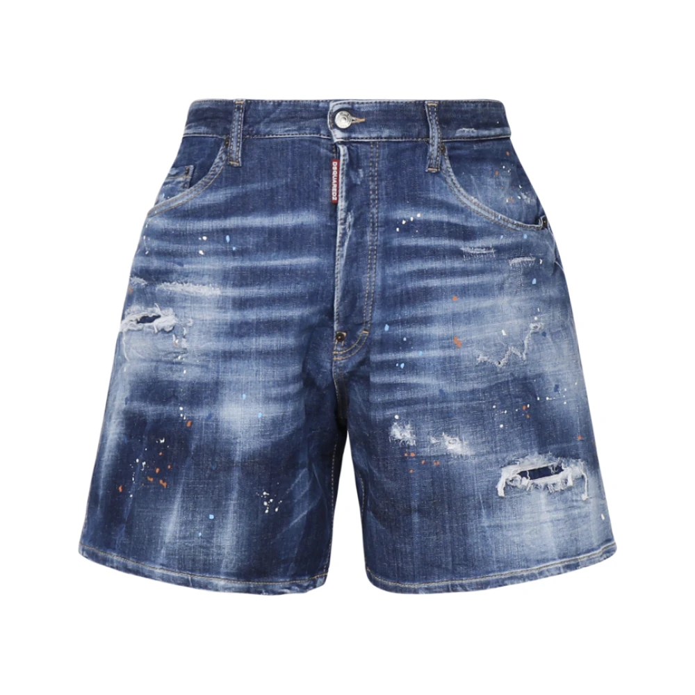 Dsquared2 Blauwe Denim Shorts Regular Fit Blue Heren