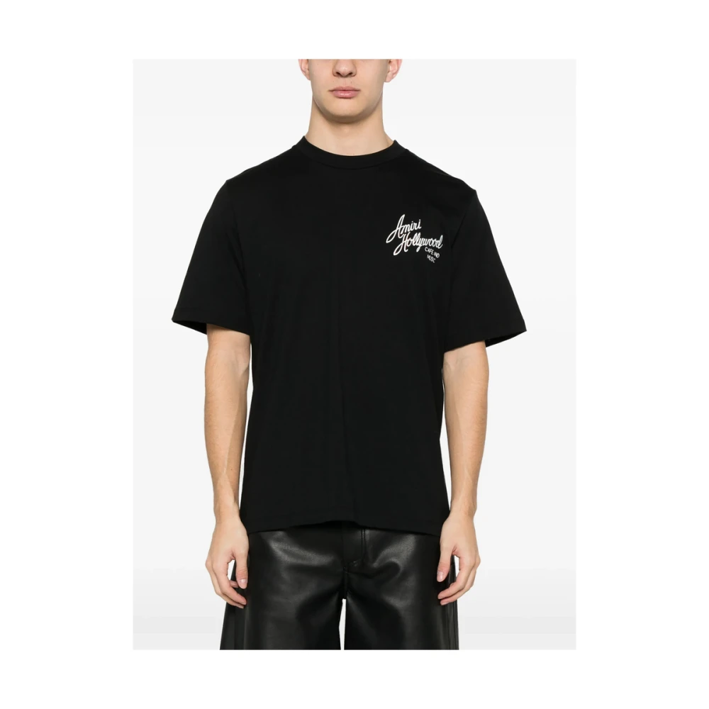 Amiri Zwarte Kristal Logo Grafische T-shirt Black Heren