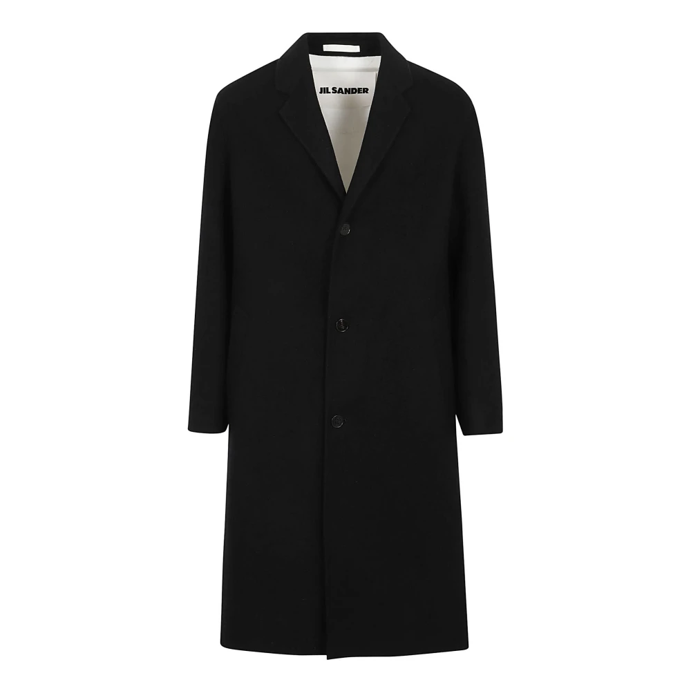 Jil Sander Zwarte Wol Militaire Stijl Jas Black Heren
