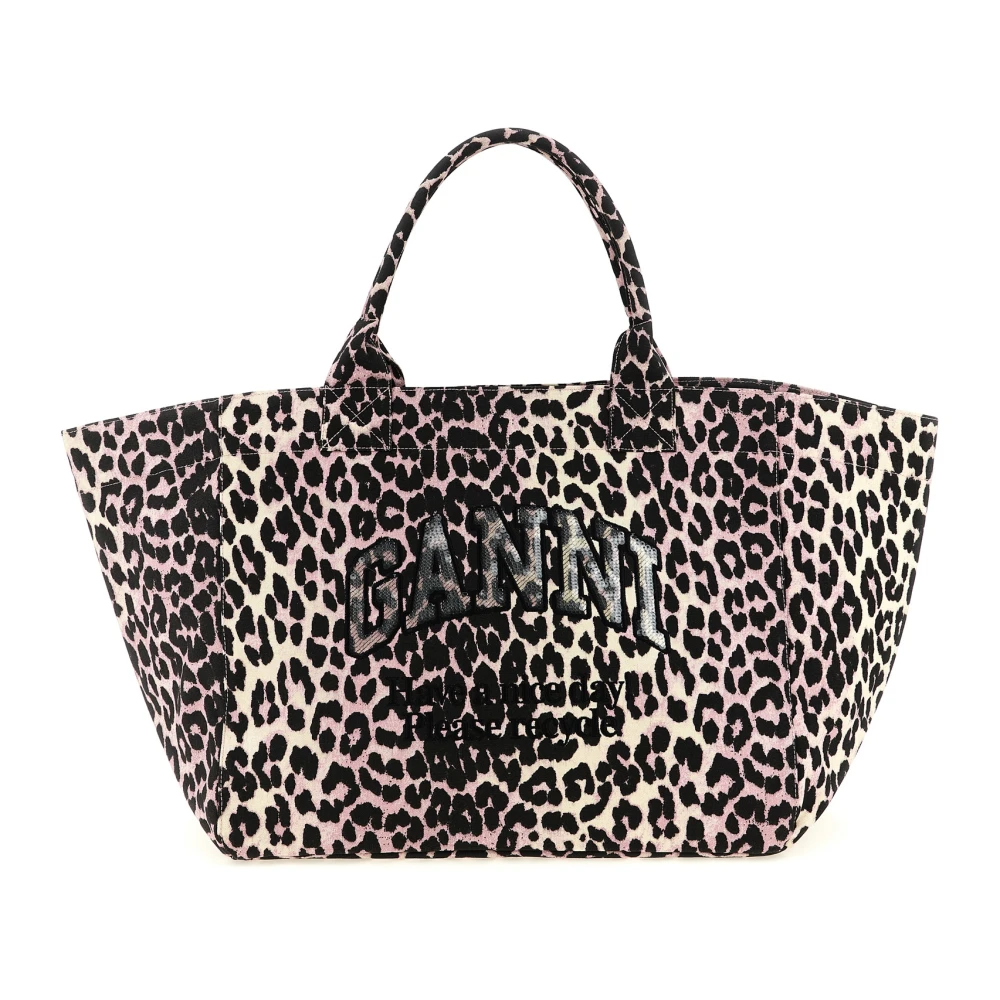 Ganni Women's Brown Leopard Sequin Xxl Tote - Shopping Bags - One Size - Bags