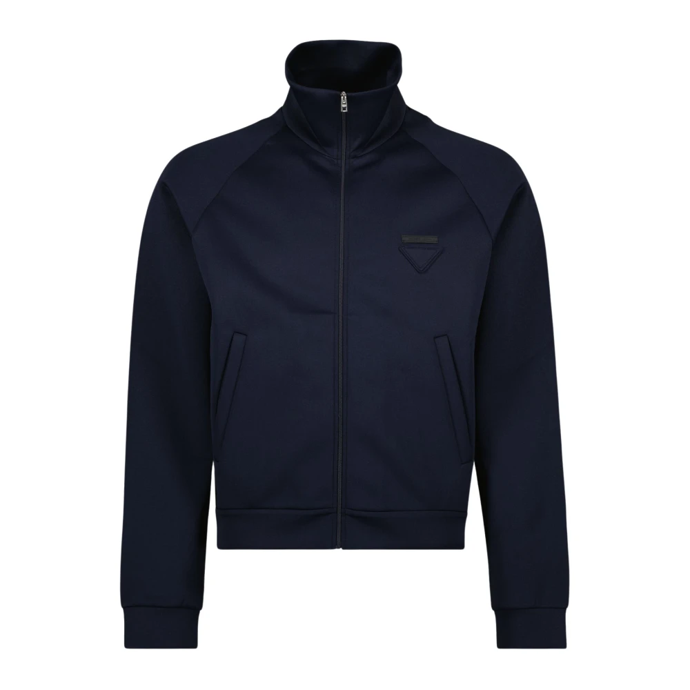 Prada Men's Blue Light Jackets, Xl, Zippered Technical Fabric Jacket