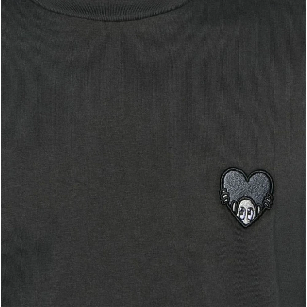 Neil Barrett Heart Man Doodle Grijze T-shirt Gray Heren