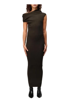 Brun One-Shoulder Maxi Klänning