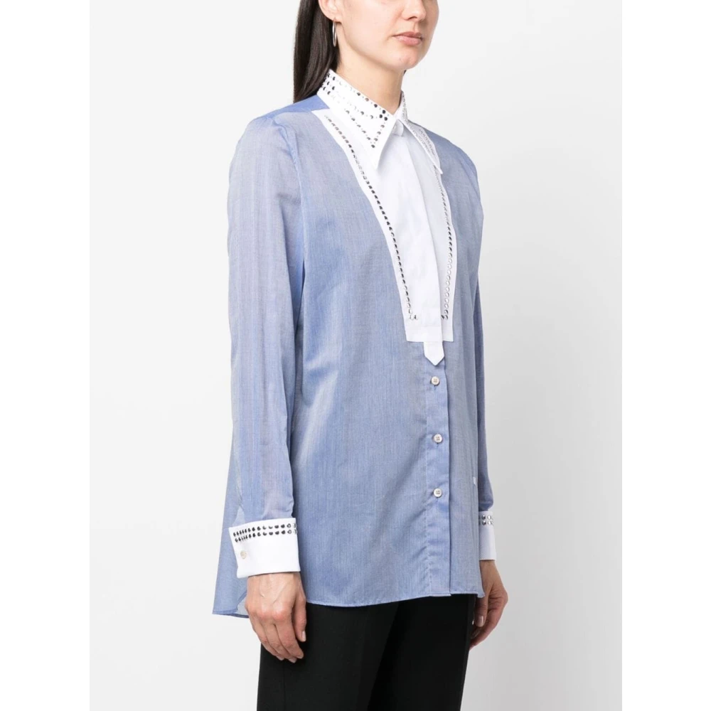 Wales Bonner Blauwe Katoenen Chambray Studs Overhemd Blue Dames