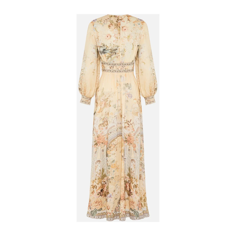 Camilla Antiquity knoopjurk met gevormde tailleband Beige Dames