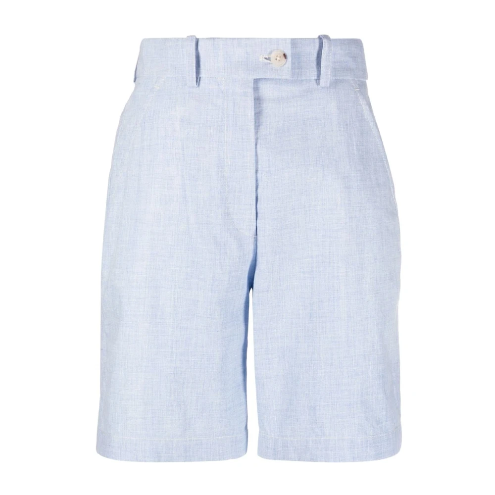 Kenzo Blauwe Linnen Casual Shorts Blue Dames