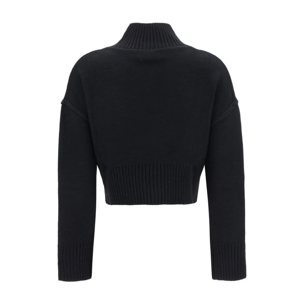 MM6 Maison Margiela Geribbelde hoge hals wollen trui Black Dames