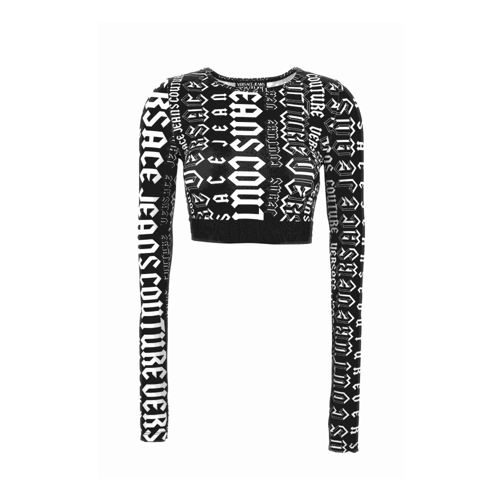 Versace Jeans Couture Zwart T-shirt voor vrouwen Aw24 Black Dames
