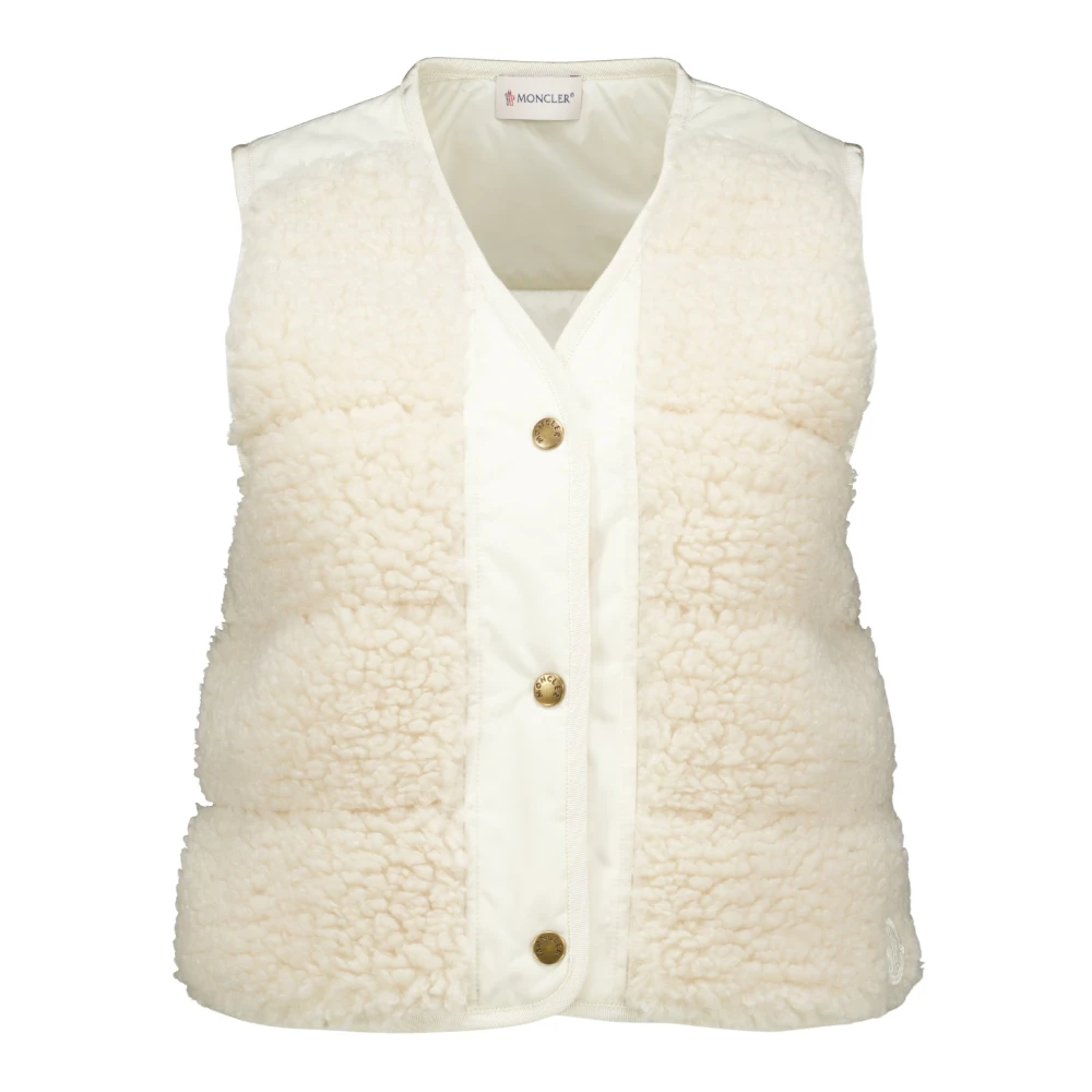 Moncler , Waistcoats, Female, Beige, S, Quilted Teddy Gilet