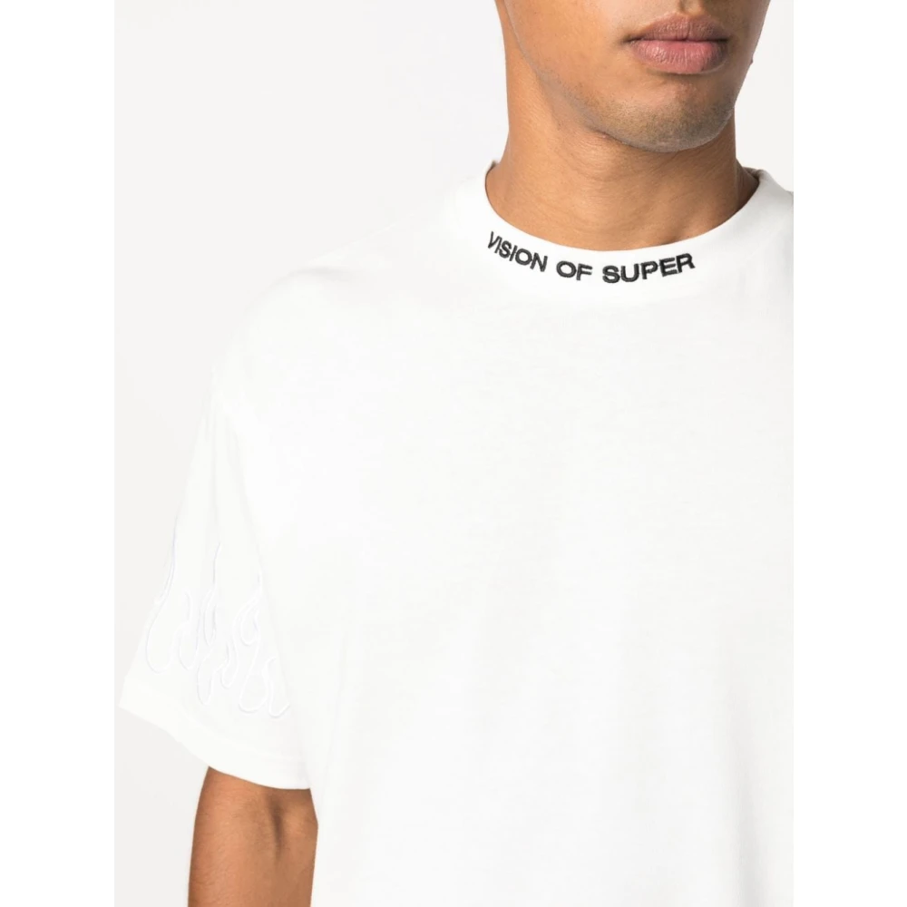 Vision OF Super T-shirt met geborduurde vlammen White Heren