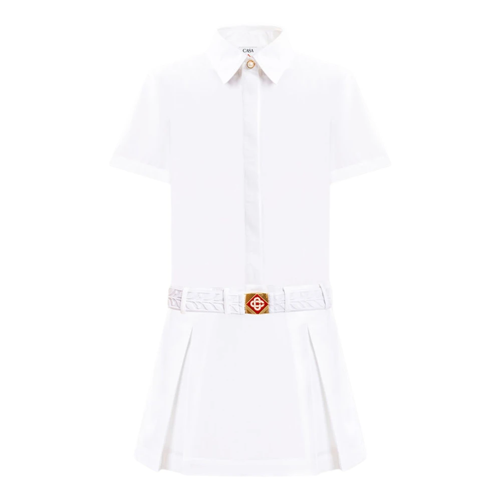 Casablanca Witte Katoenen Mini Jurk met Afneembare Riem White Dames