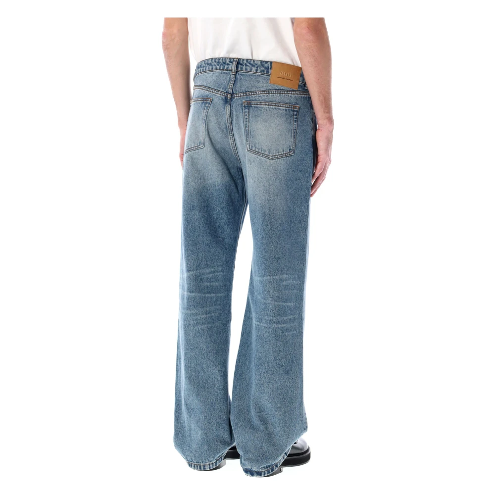 Ami Paris Gebruikte Blauwe Denim Large Fit Jeans Blue Heren