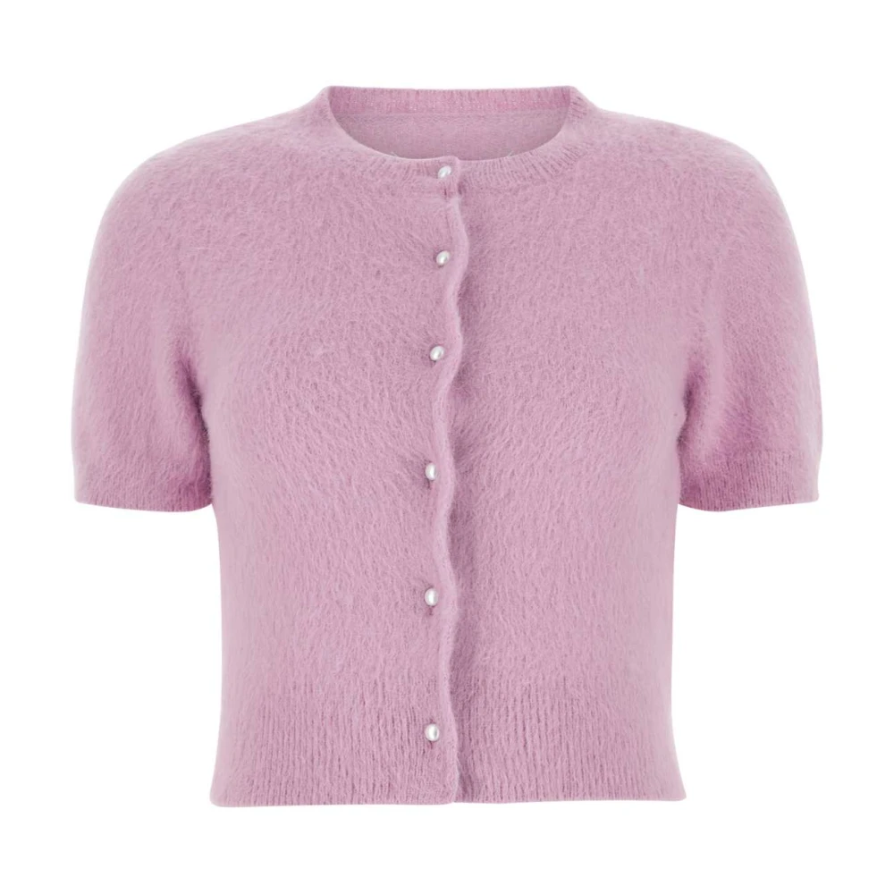 Maison Margiela Lila Angora Blandningscardigan - Stilren och Bekväm Purple, Dam