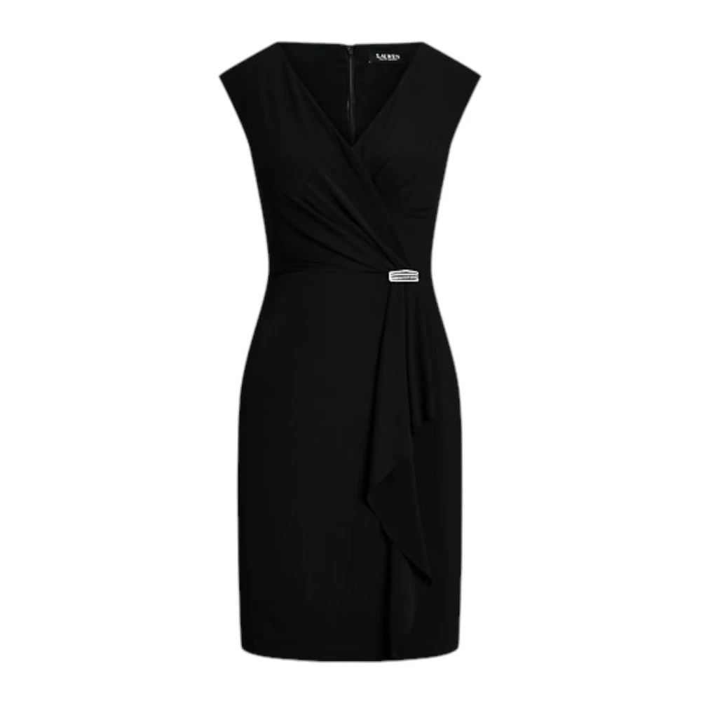 Ralph Lauren Korte Stretch Jersey Cocktailjurk Black Dames