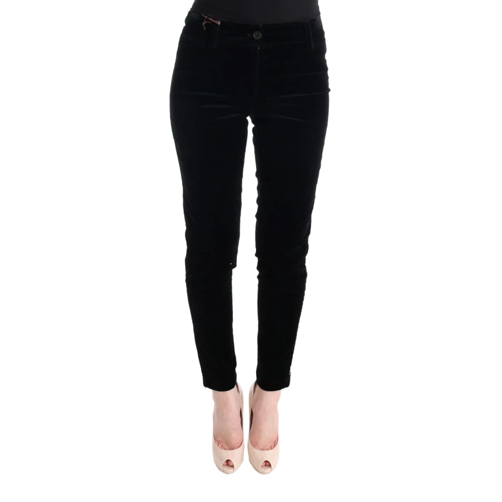 Ermanno Scervino Women's Black Viscose Blend Velvet Cropped Pants