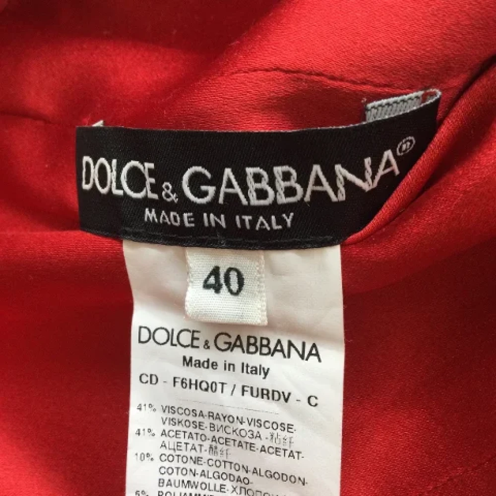 Dolce & Gabbana Pre-owned Rode Stoffen Mouwloze Crepe Mini Jurk met Kantafwerking Red Dames