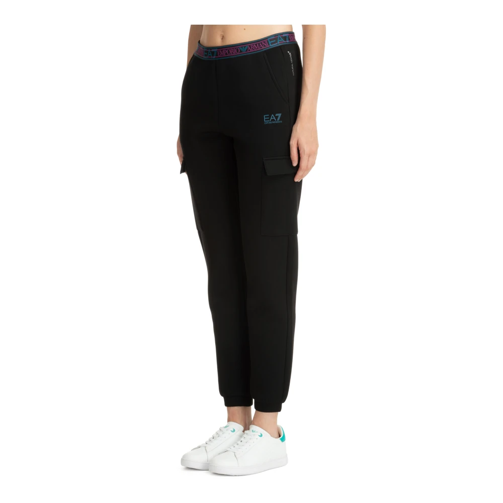 Emporio Armani EA7 Elastische Taille Logo Sweatpants Black Dames