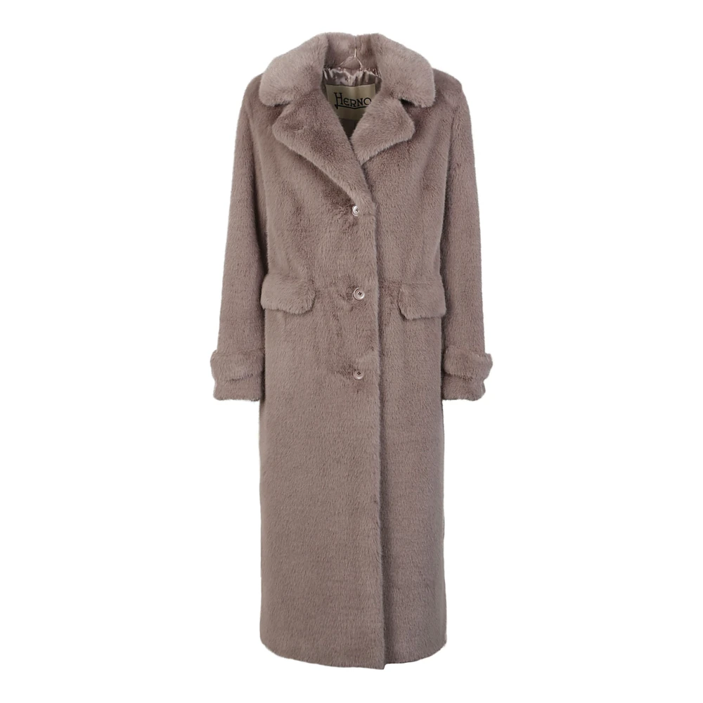 Herno Faux Fur Coat Brown Dames