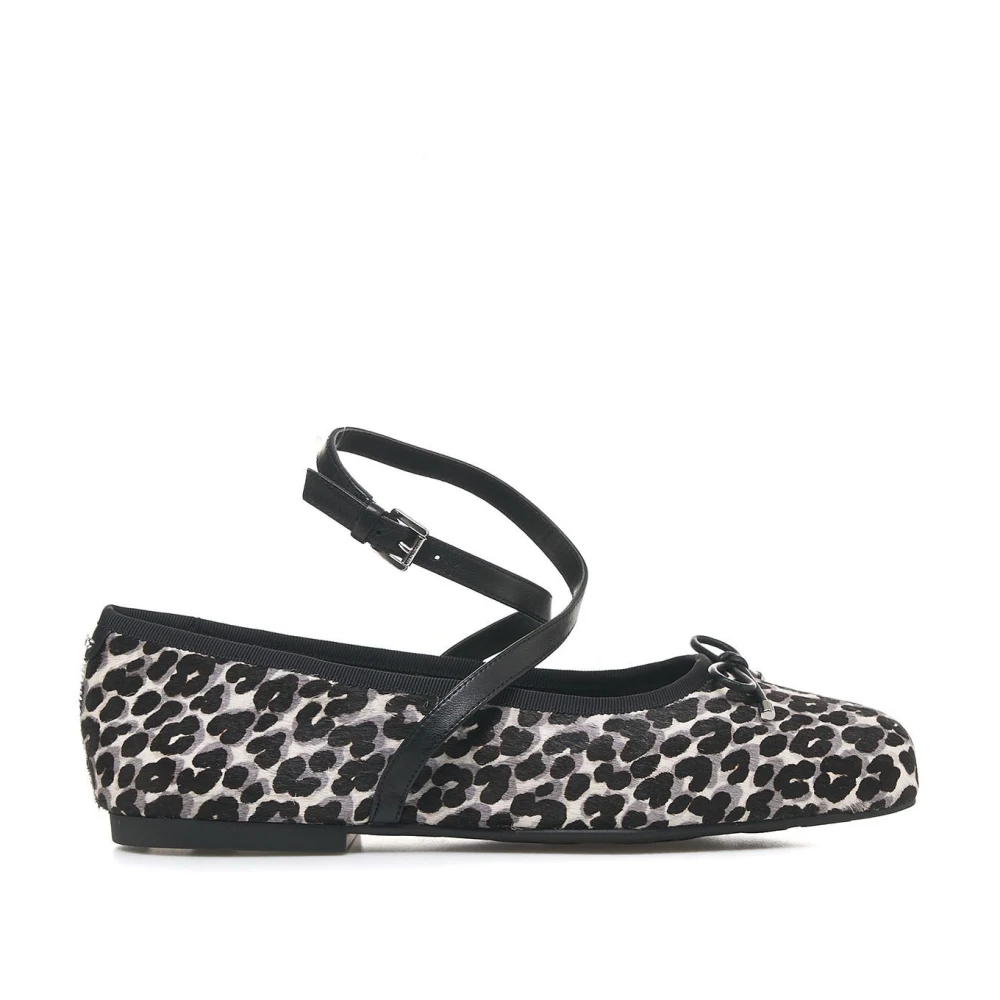 Michael Kors Black Ballerina Shoes, Female, 4 Uk, Collette Leopard Print Calf Hair Ballet Flat
