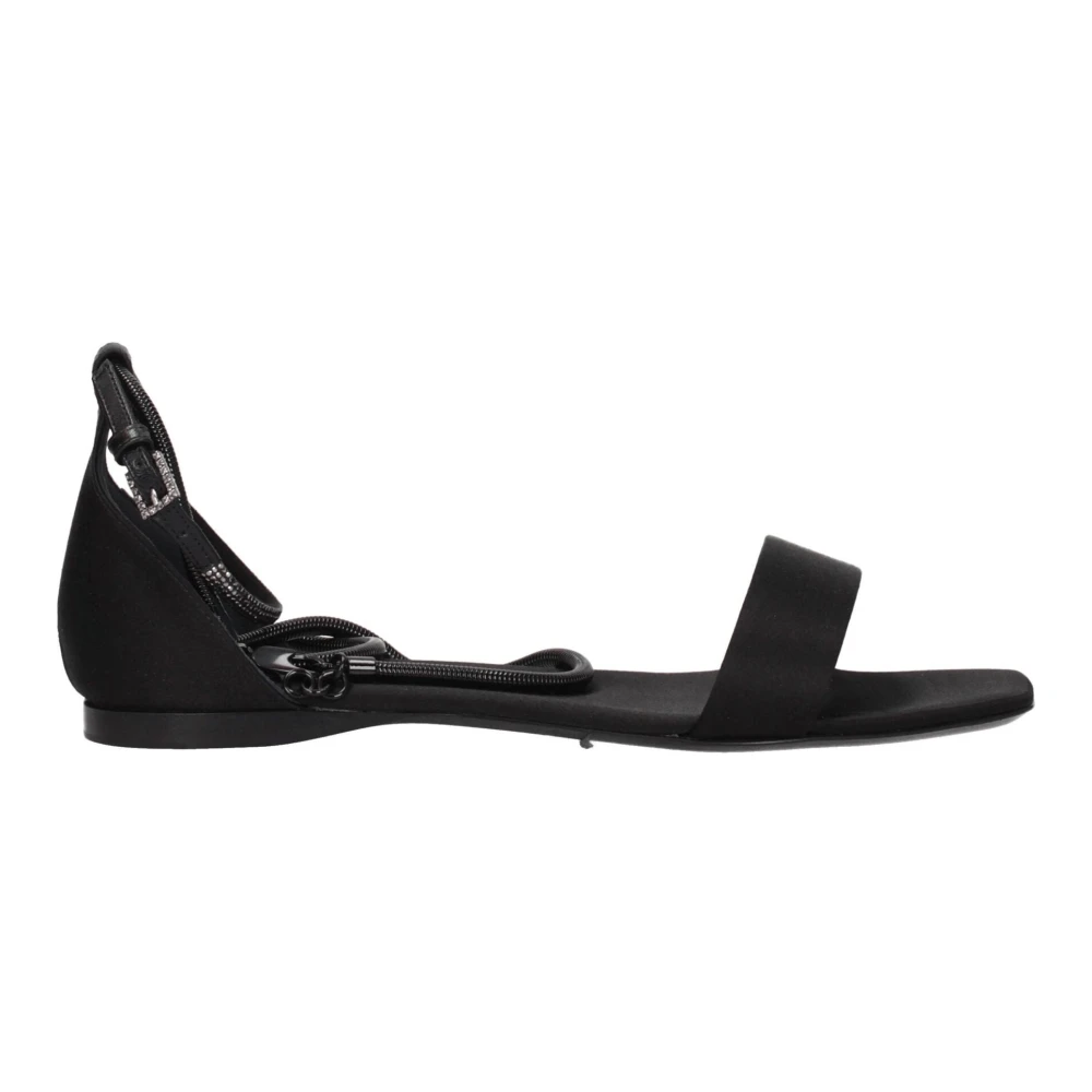 Max Mara Black Satin Flat Sandals - Female - Flat Sandals - Black - 6 Uk - Shoes