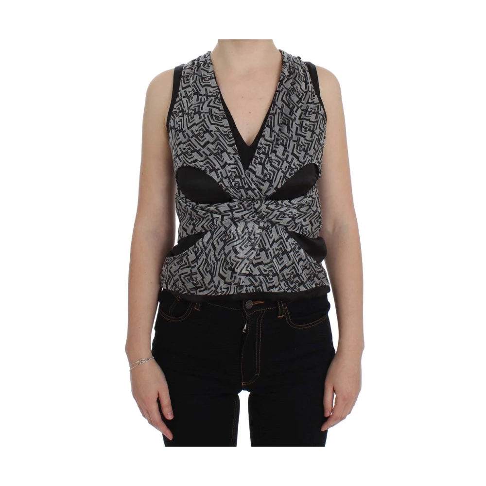 Karl Lagerfeld Multicolor Sleeveless Tops, Female, Xs, Silk Blouse Top
