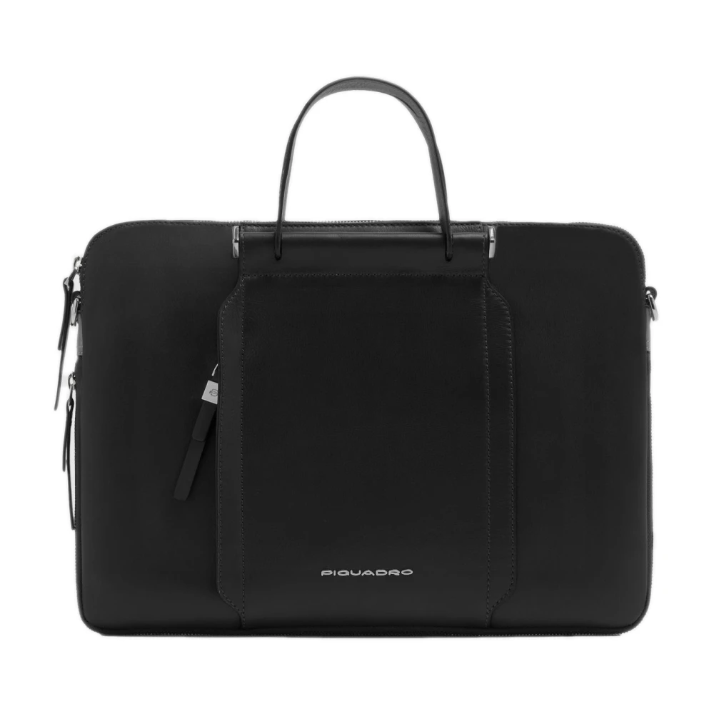 Piquadro Damen Schwarz Erweiterbare Arbeitstasche Für Laptop 14"