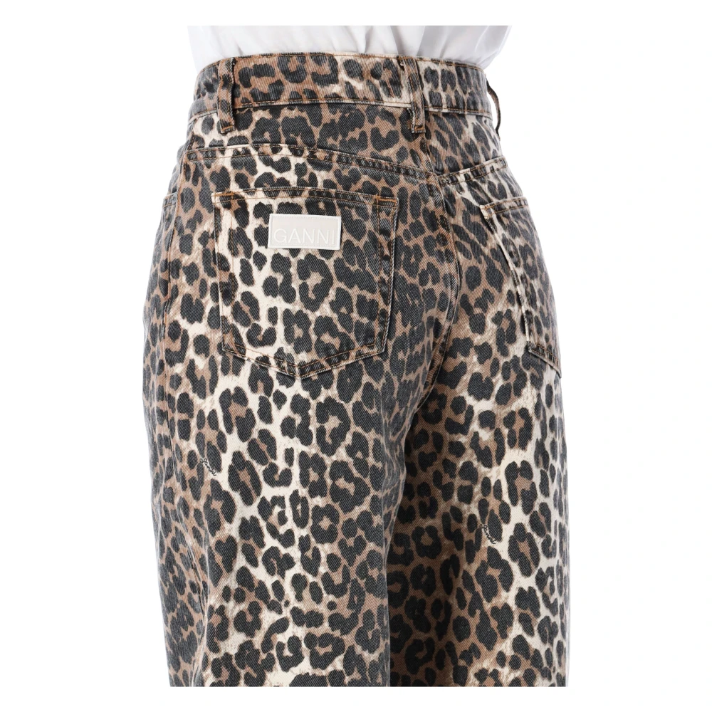 Ganni Leopard Denim Starry Jeans Multicolor Dames