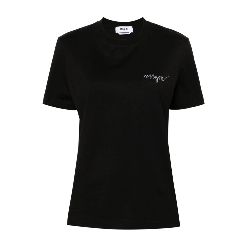 Msgm Zwarte Katoenen Tee Shirt Black Dames