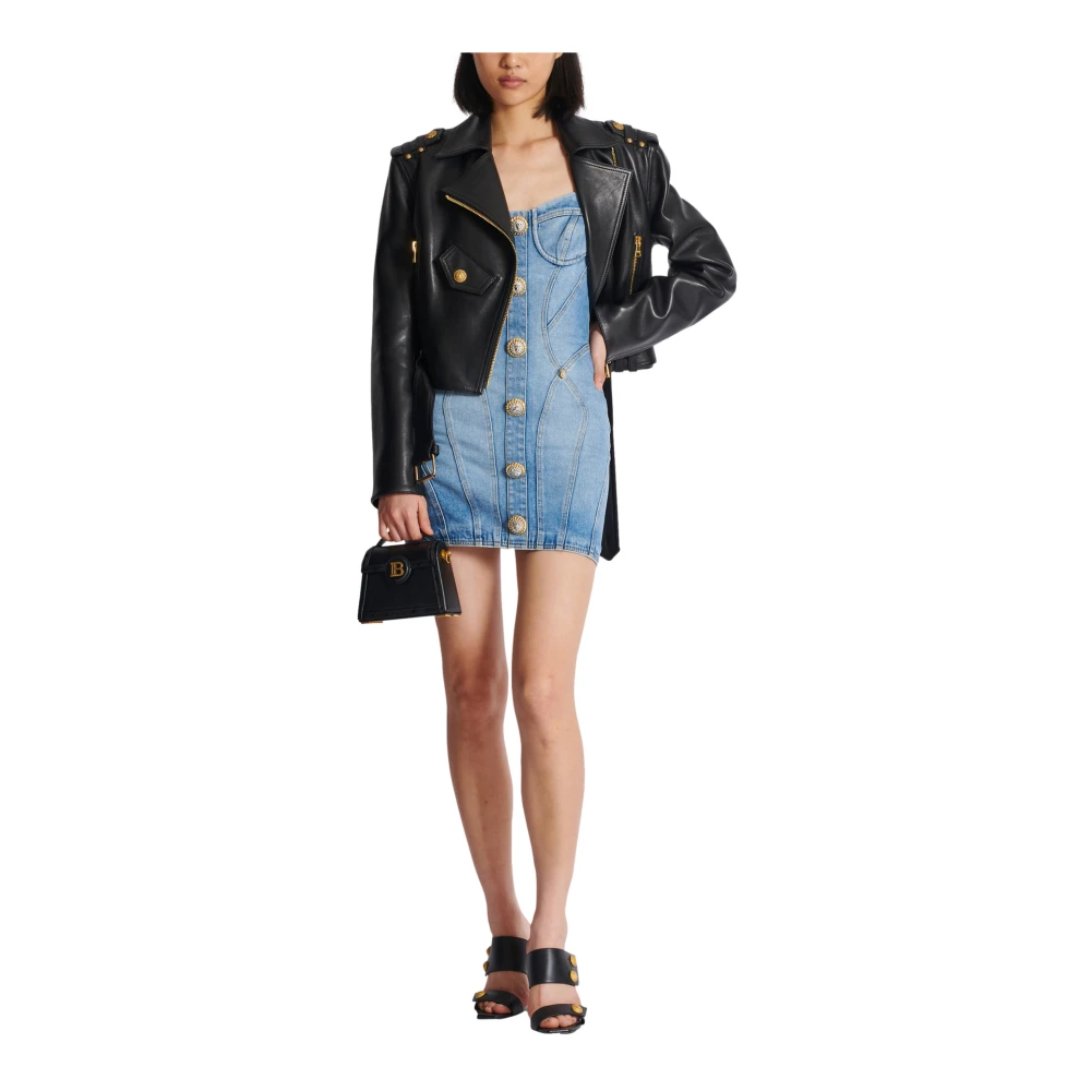 Balmain Knoopsluiting korte spijkerjurk Blue Dames