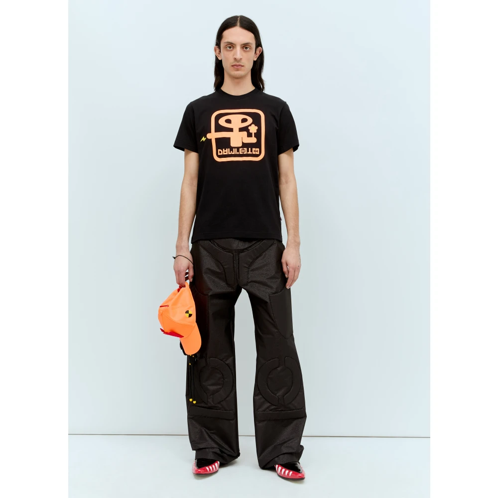 Walter Van Beirendonck Glitter Finish Space Pants met reliëfpanelen Black Heren