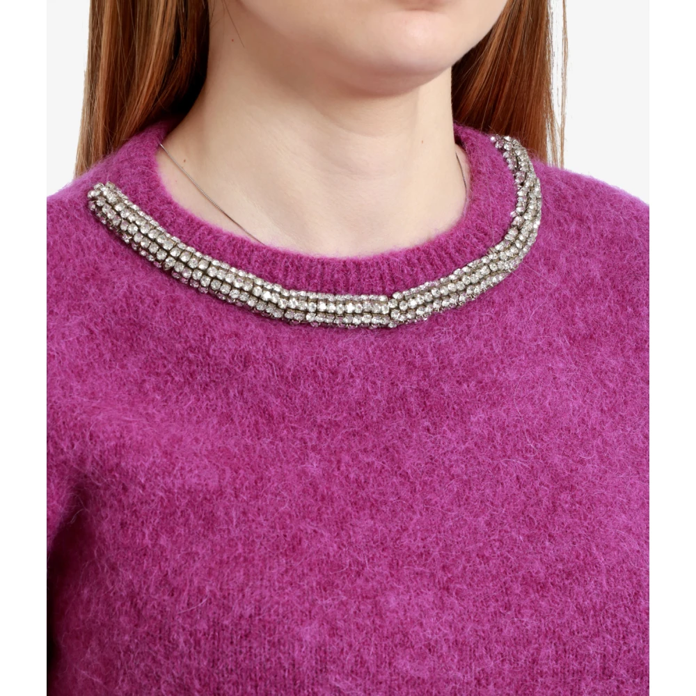 Simona Corsellini Trui met strass trekkoord in de halslijn Pink Dames