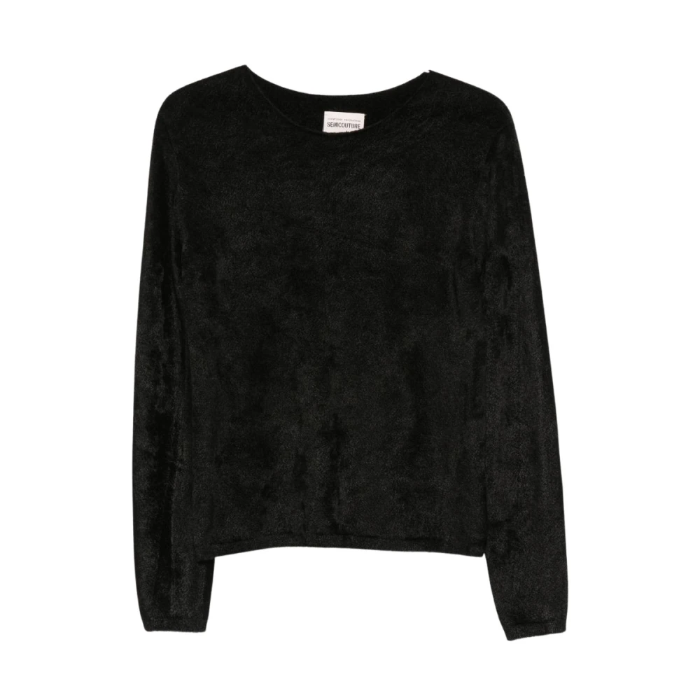 Semicouture Jumpers Black - Female - Round-Neck Knitwear - Black - M - Knitwear