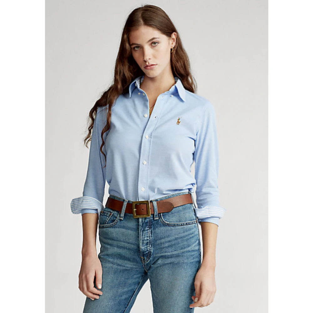Polo Ralph Lauren Heidi Oxford Gebreide Polo Blue Dames