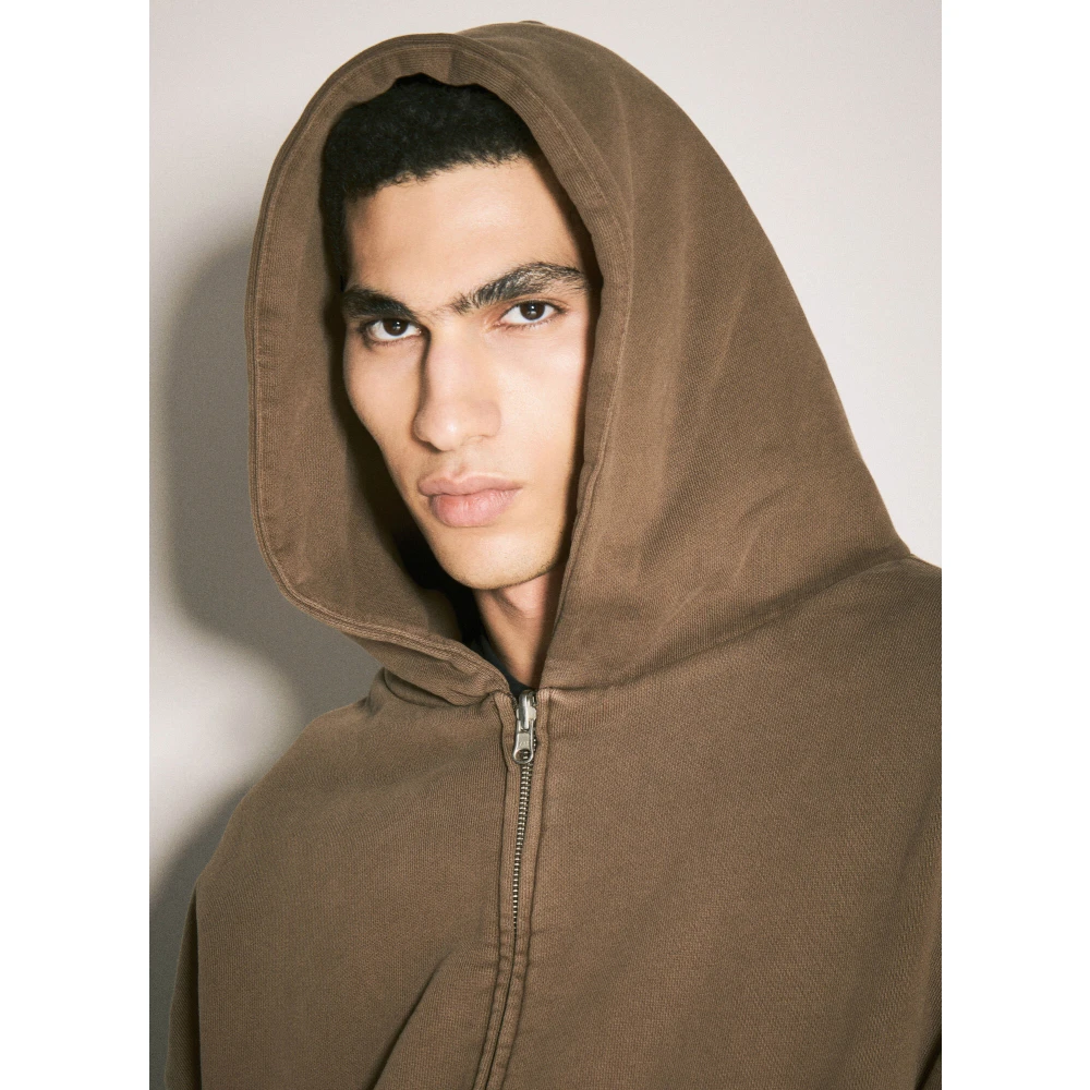 Entire Studios Gewassen Katoenfleece Hoodie Brown Heren
