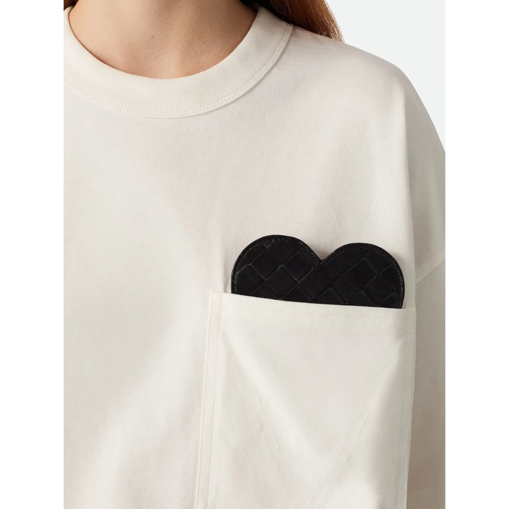 Bottega Veneta Witte Cropped T-shirt Intrecciato Patroon White Dames