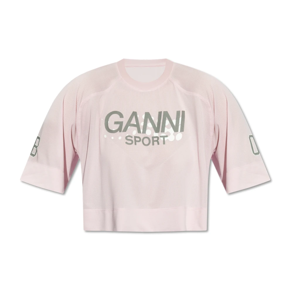 Ganni T-shirt med logotyp Pink, Dam