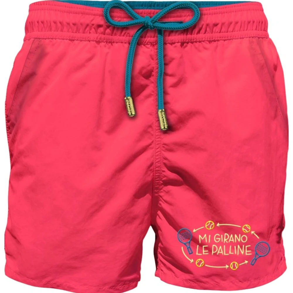 Mc2 Saint Barth Herren Rosa Bequeme Badehose Mit Schriftzug