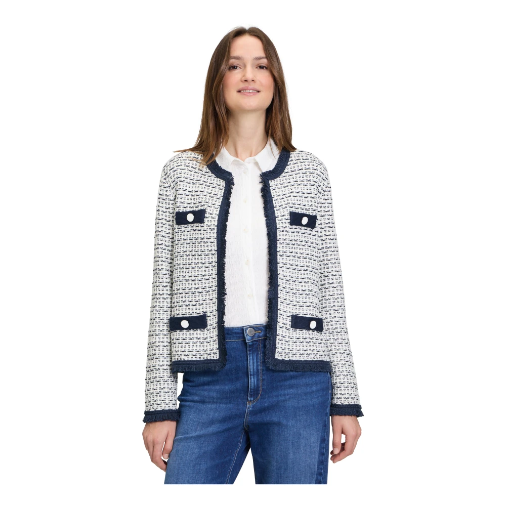 Betty & Co Gebreid vest met ronde hals White Dames