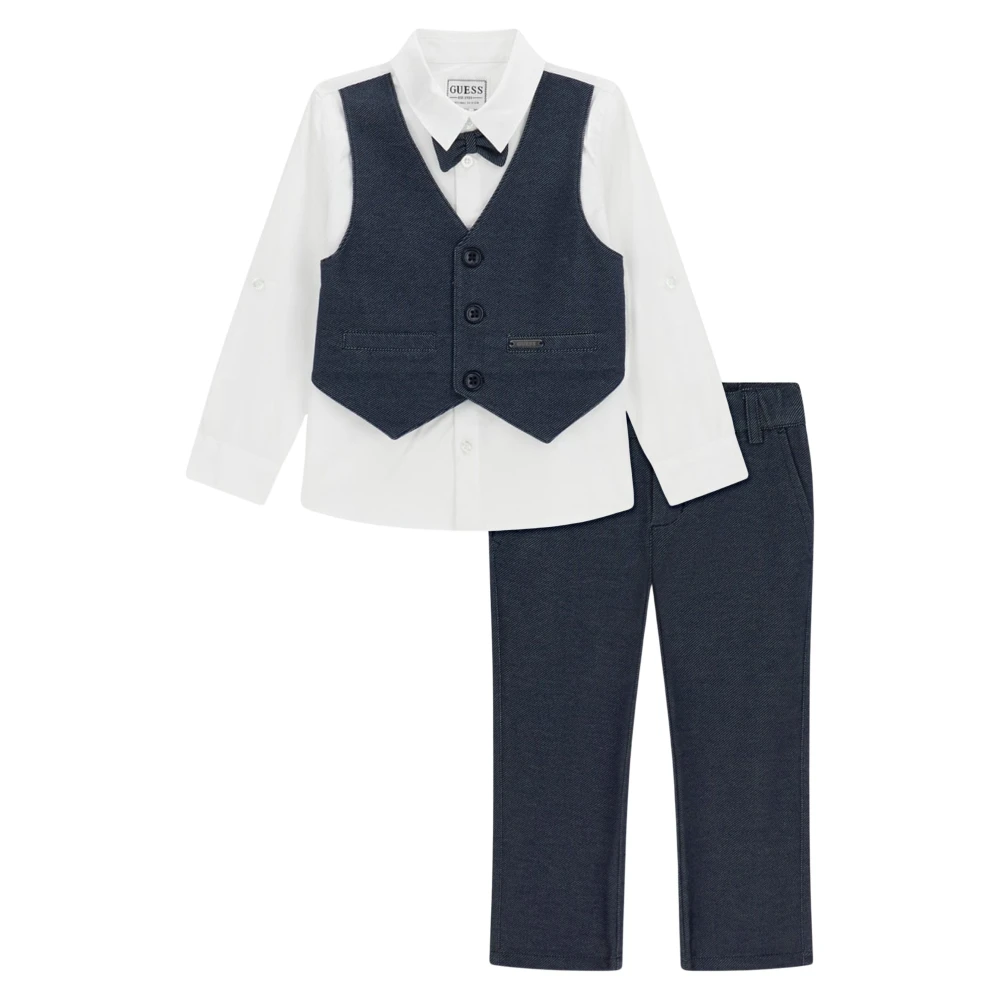 Guess Blue Kids Suits, Male, 7 Y, Shirt And Trousers Set