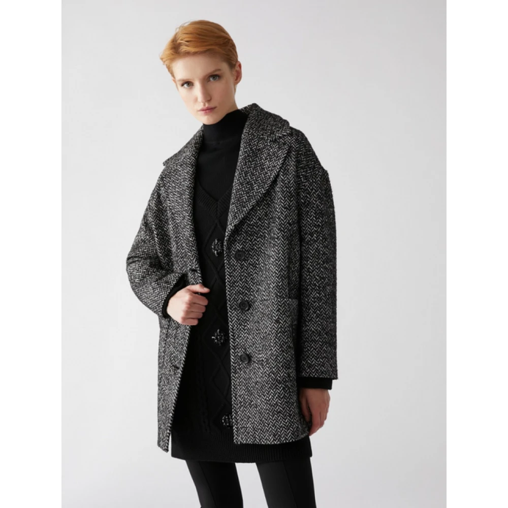 Pennyblack Korte jas van chevron wolmix Gray Dames