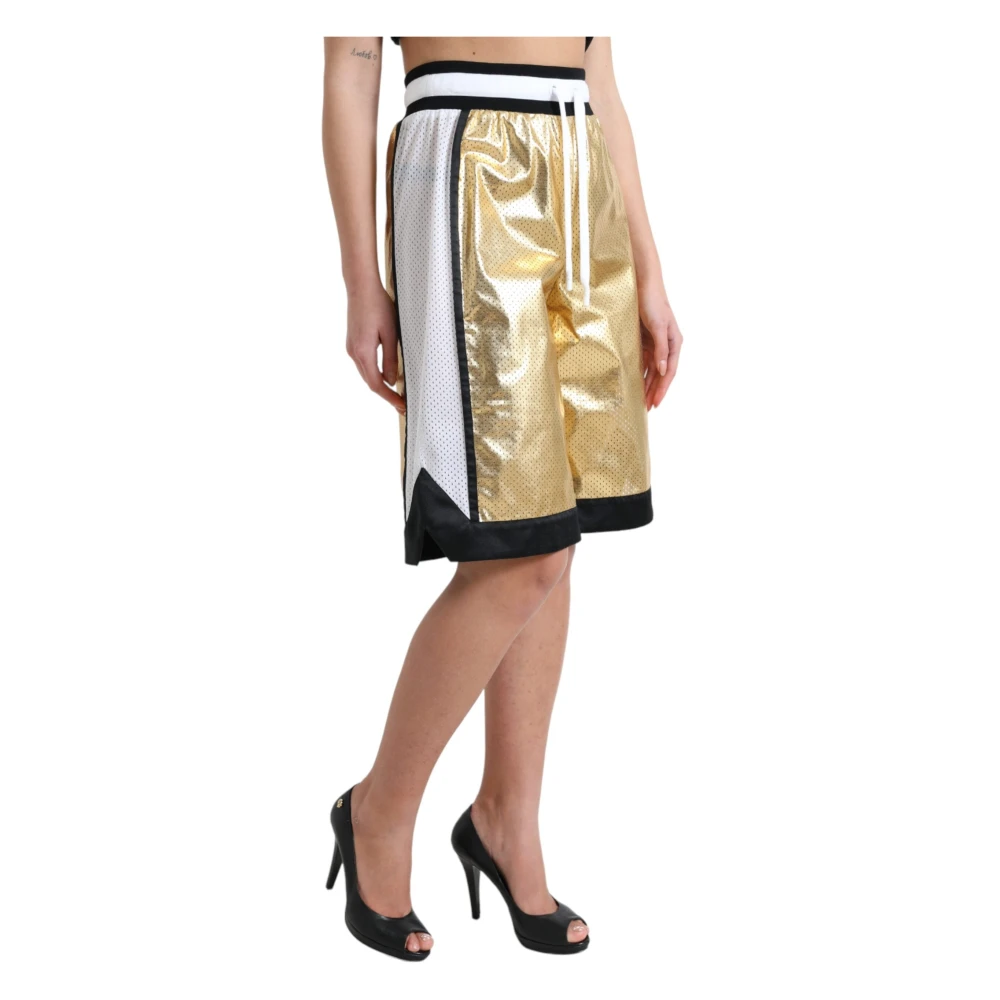 Dolce & Gabbana Gouden high-waisted metallic shorts Yellow Dames