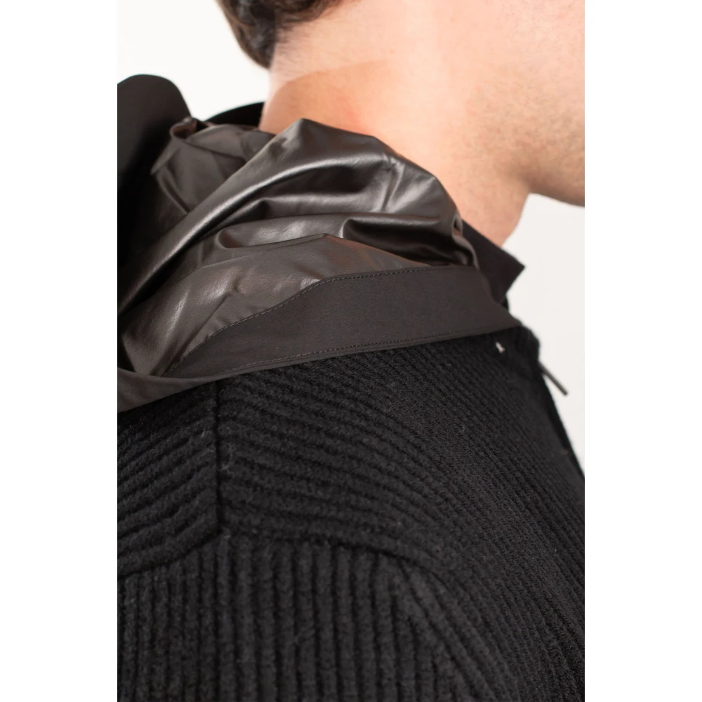 MC2 Saint Barth Merino Ribbed Hoodie Black Heren