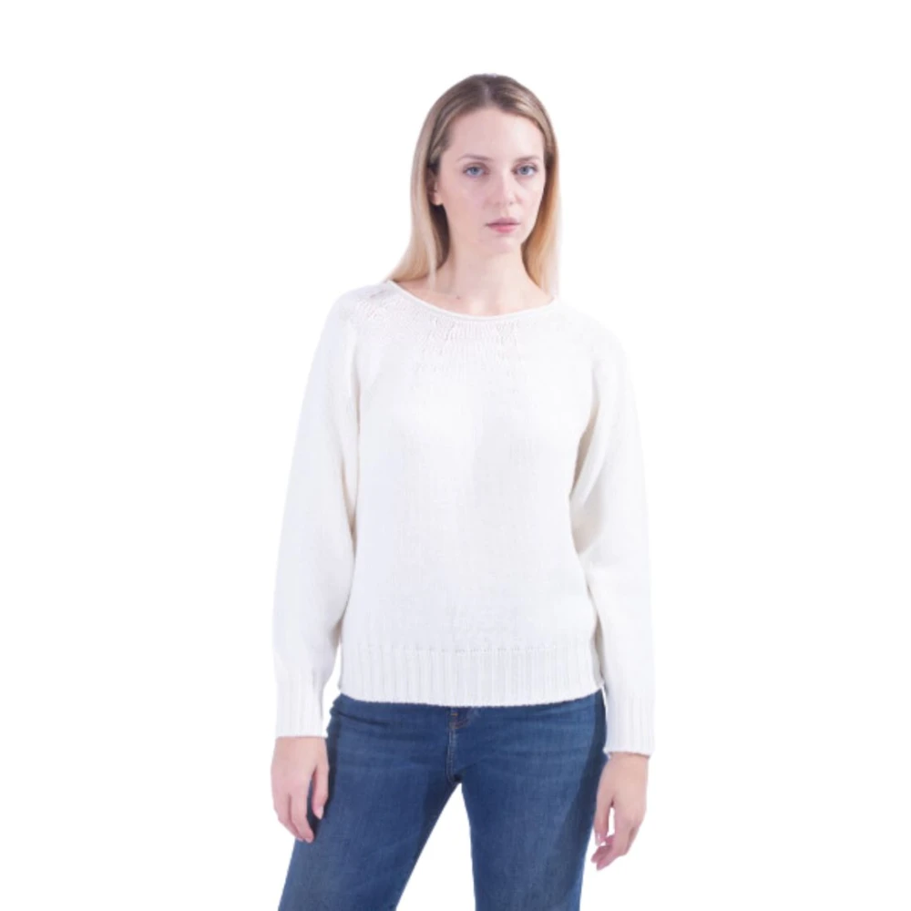 Liviana Conti Wijde Ronde Hals Merinowollen Trui White Dames